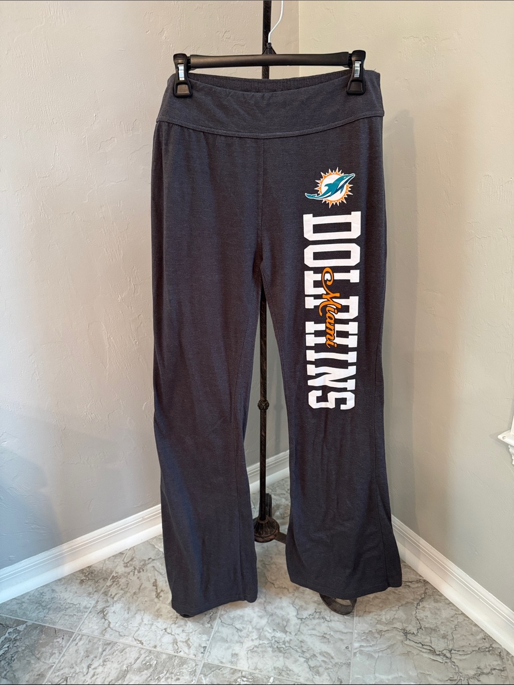 NFL Team Apparel Grey Miami Dolphins Graphic Flare Pants